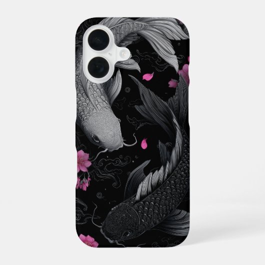 日本のコイ魚ダークモード iPhone 16ケース (裏面)