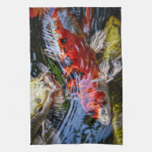 日本のコイ魚池 キッチンタオル (縦)