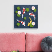 日本のコイ魚池 キャンバスプリント (インサイチュ (リビング))