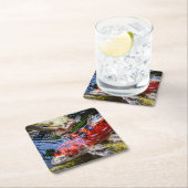 日本のコイ魚池 スクエアペーパーコースター (インサイチュ)