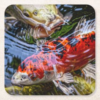 日本のコイ魚池 スクエアペーパーコースター