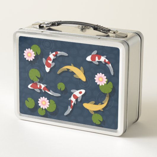 日本のコイ魚池 メタルランチボックス (裏面)