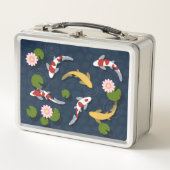 日本のコイ魚池 メタルランチボックス (正面)