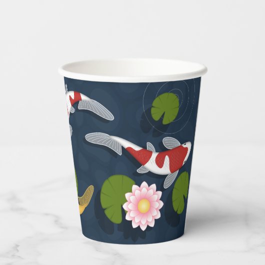 日本のコイ魚池 紙コップ (裏面)