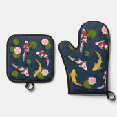 日本のコイ魚池 鍋つかみ&鍋敷きセット (正面)