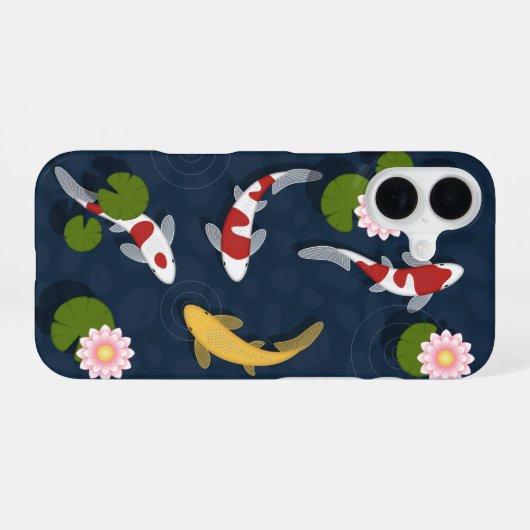 日本のコイ魚池 iPhone 16ケース (裏面横)
