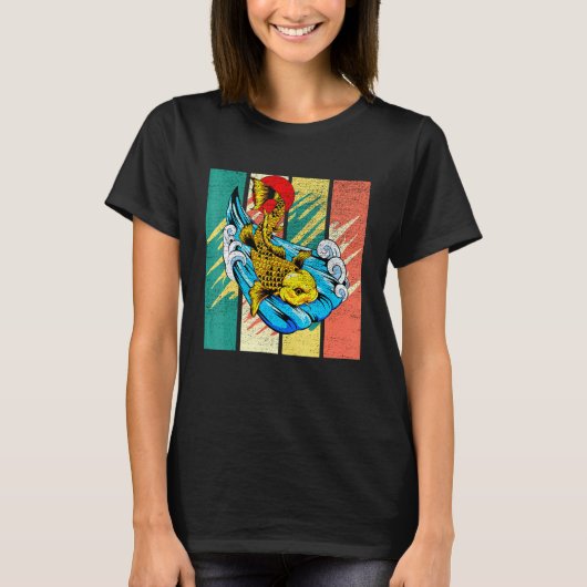 日本のコイ鯉魚ヴィンテージレトロ Tシャツ (正面)