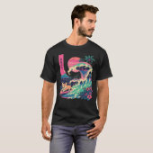 日本のコーギーのサーフィン大きな波日本のギフト Tシャツ (正面フル)