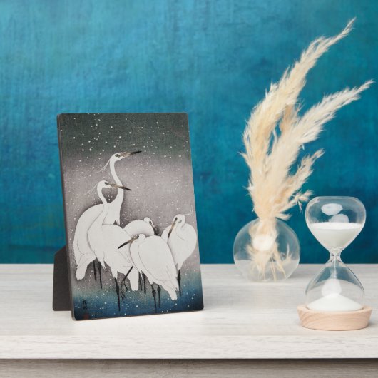 日本のサギ コソン 冬の雪の群れ フォトプラーク (側面)