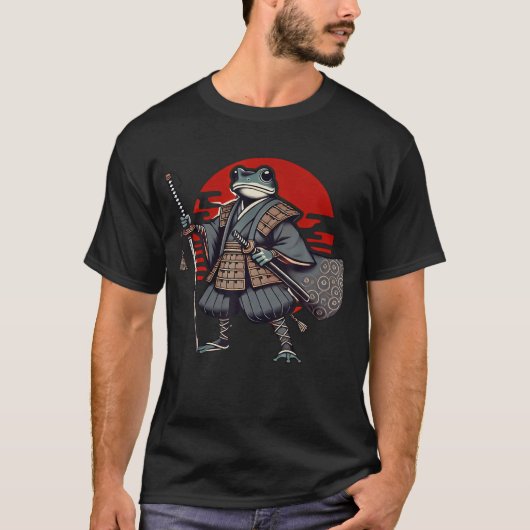 日本のサムライカエル戦士忍者ビンテージ用 Tシャツ (正面)