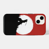 日本のサムライ戦士のシルエット太陽のスマホケース iPhoneケース (裏面横)