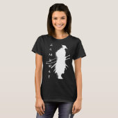 日本のサムライ戦士 刀 切り合う 麦わら帽子 Tシャツ (正面フル)