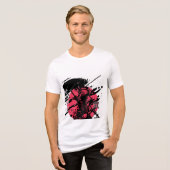 日本のサムライ戦士 赤い太陽 漢字 グラフィック トライブレンドTシャツ (正面全面)