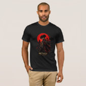 日本のサムライ決意ウォリアーグラフィックTシャツ Tシャツ (正面フル)
