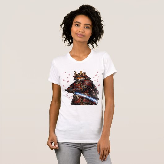 日本のサムライ狐キツネ戦士Tシャツ Tシャツ (正面フル)