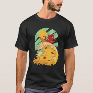 日本のサーフィンサムライ猫ビンテージサーフボード Tシャツ