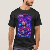 日本のシンセウェーブSF UFOスケルトン クールゲーマー Tシャツ (正面)