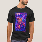 日本のシンセウェーブSF UFO猫クールゲーマー Tシャツ (正面)