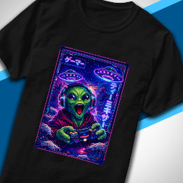 日本のシンセウェーブSF UFO エイリアン クールゲーマー Tシャツ