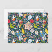 日本のシームレスパターン ポストカード (正面/裏面)