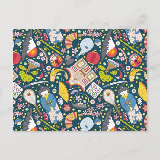 日本のシームレスパターン ポストカード (正面)