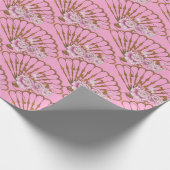 日本のスタイルおもしろいバラピンク ラッピングペーパー (角)