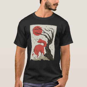 日本のスタイルキツネ Tシャツ