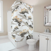 日本のスタイルクレーン：エレガントデザイン。 シャワーカーテン (インサイチュ)