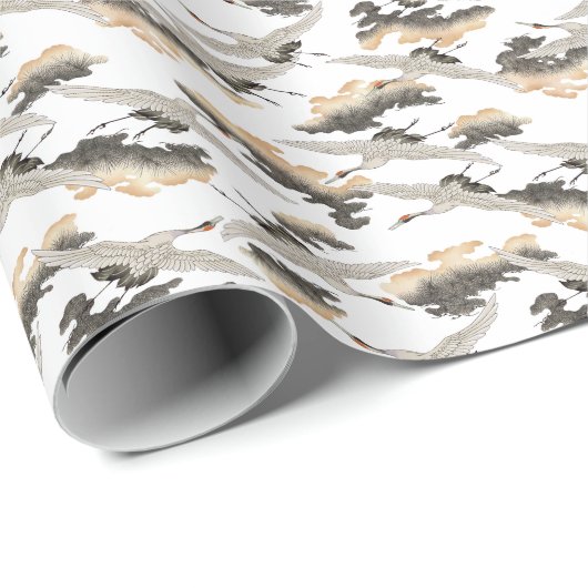 日本のスタイルクレーン:エレガントデザイン。 ラッピングペーパー (ロールコーナー)