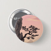 日本のスタイルツリーのシルエット(ピンク) 缶バッジ (正面&裏面)