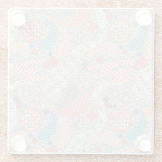 日本のスタイルパターン。イラストレーション。 ガラスコースター (裏面)