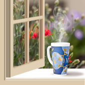 日本のスタイルブルーと金ゴールド カフェラテマグ