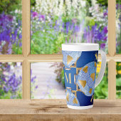 日本のスタイルブルーと金ゴールド カフェラテマグ