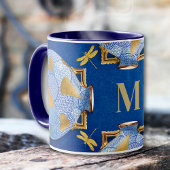 日本のスタイルブルーと金ゴールド マグカップ