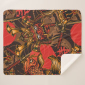 日本のスタイルヴィンテージのシームレスパターン シェルパブランケット (正面(横))