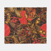 日本のスタイルヴィンテージのシームレスパターン フリースブランケット (正面(横))