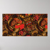 日本のスタイルヴィンテージシームレスパターン ポスター (正面)