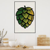 日本のスタイル様式化ホップビール ポスター (キッチン)