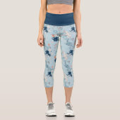 日本のスタイル鳥パターン カプリレギンス (正面)