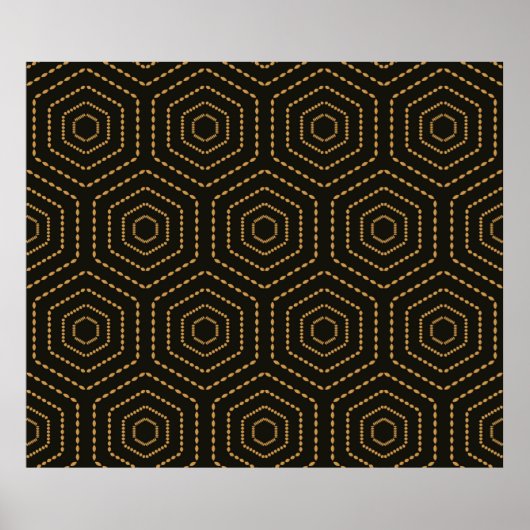 日本のスタイル黄金のシームレスなパターン背景 ポスター (正面)