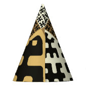 日本のスタイル、黒い金ゴールドのシームレスなパターン。 パーティーハット (裏面)