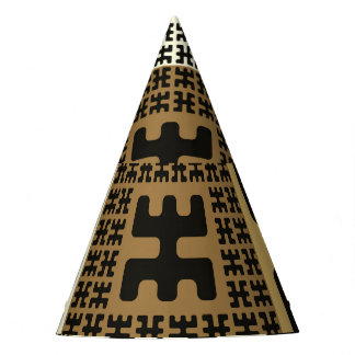 日本のスタイル、黒い金ゴールドのシームレスなパターン。 パーティーハット