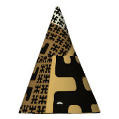 日本のスタイル、黒い金ゴールドのシームレスなパターン。 パーティーハット (右)