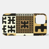 日本のスタイル、黒い金ゴールドのシームレスなパターン。 Case-Mate iPhoneケース (裏面 (横))