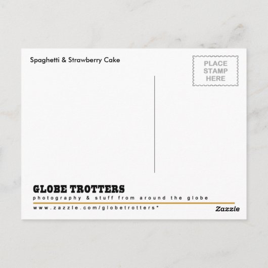 日本のスパゲッティ & いちごのケーキ ポストカード (裏面)