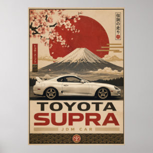 日本のスポーツカー ビンテージ ポスター   富士山輪