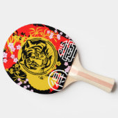 日本のタイガー黒赤ヴィンテージカラフル 卓球ラケット (横)