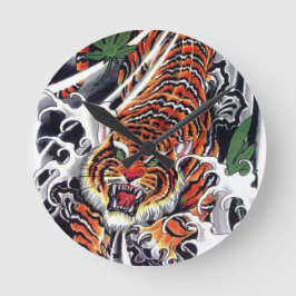 日本のタイガー&メープルデザイン ラウンド壁時計