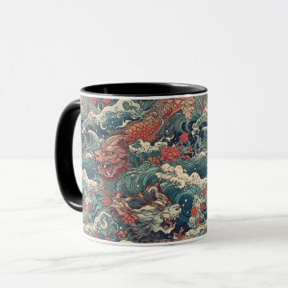 日本のタトゥーアート 双竜 マグカップ