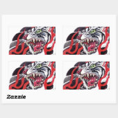 日本のタトゥーデザイン - 白虎 長方形シール (シート)